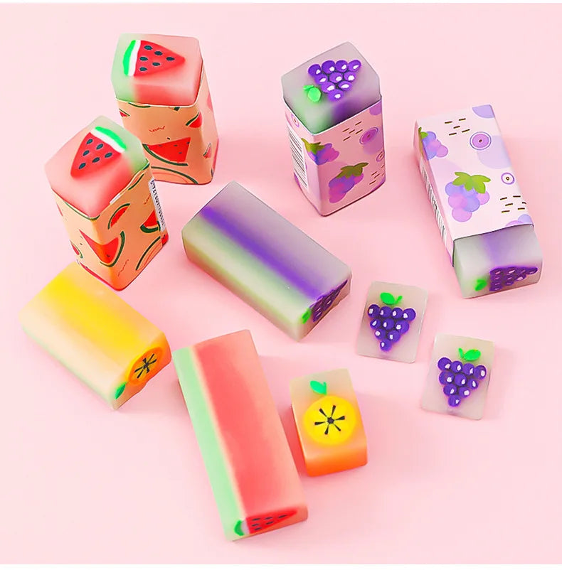 3 Pieces Cute fruit Rubber Eraser